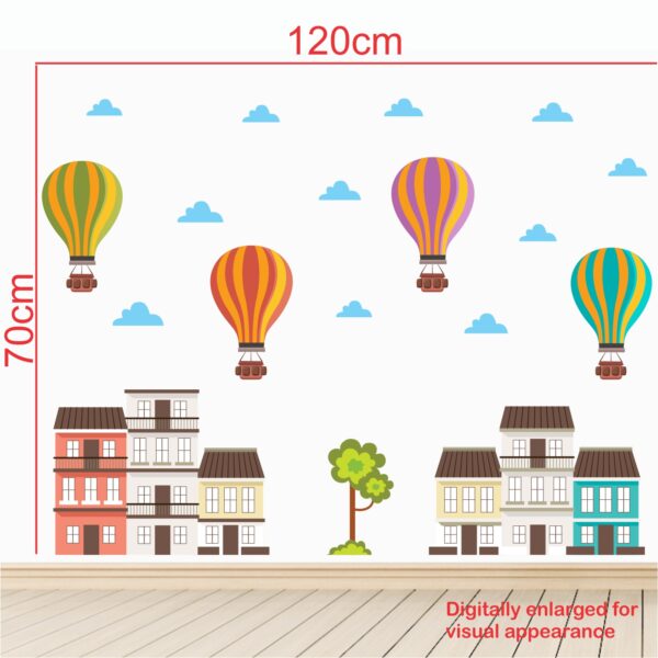 Cute Hot Air Balloon - Clouds Buildings Kids Baby - Kids - Learning Education  Nursery  Pre School Kinder Garden Wall Sticker - Image 3