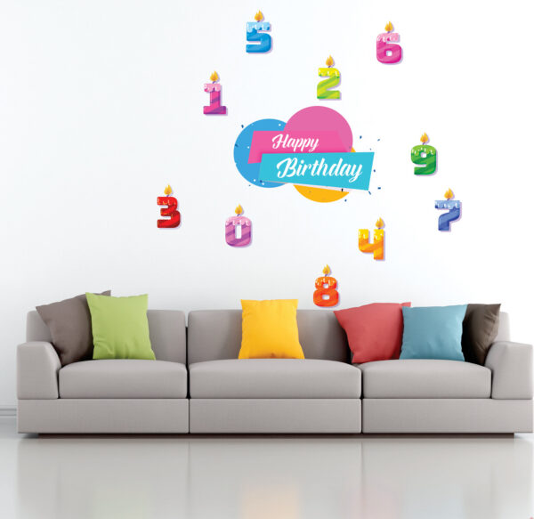 Birthday Candle Age Numbers Fun And  Baby - Kids - Learning Education  Nursery  Pre School Kinder Garden Wall Sticker