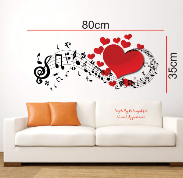 Romantic Music Note With Hearts  Decorative - Creative - Colorful - Wall Sticker