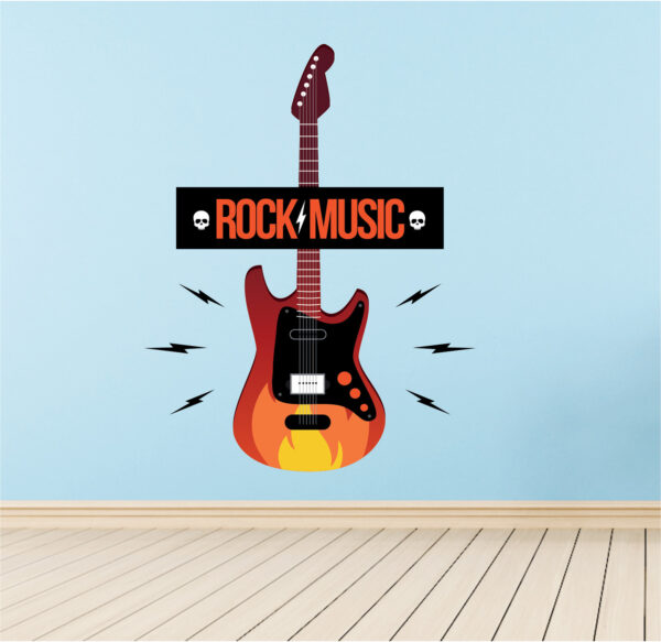 Rock Guitar Music  Decorative - Creative - Colorful - Wall Sticker