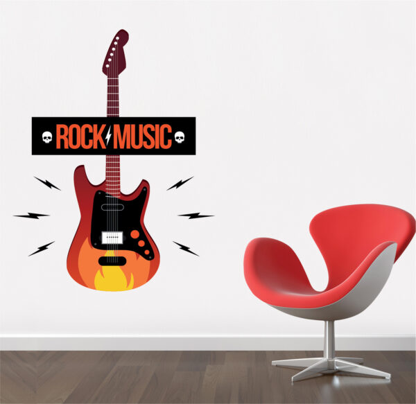 Rock Guitar Music  Decorative - Creative - Colorful - Wall Sticker