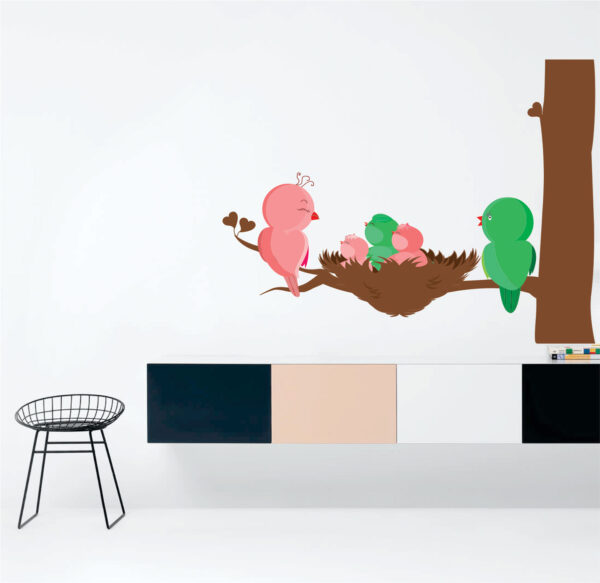 Love Birds Nest on a Tree Wall Sticker