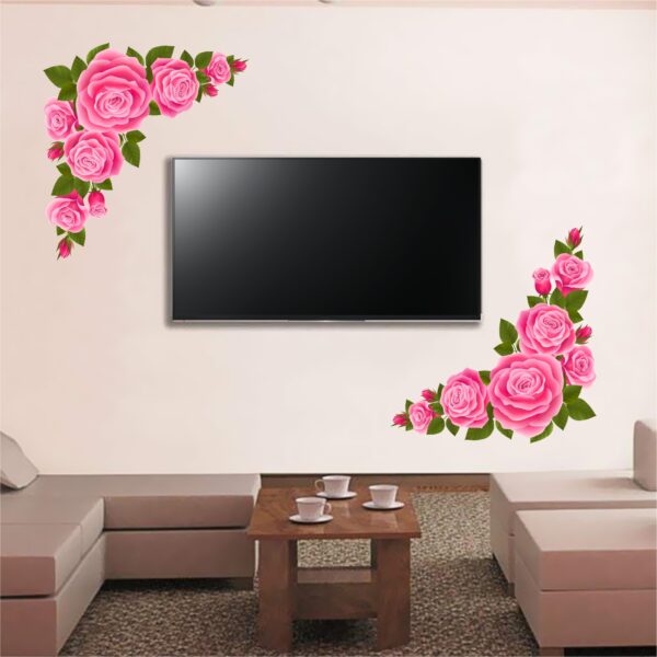 Rose?Flower Leaves Frame?-  Decorative - Creative - Colorful - Wall Sticker - Image 2