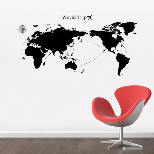 World Map Trip Travel Adventure - Office  Wall Sticker - Image 2
