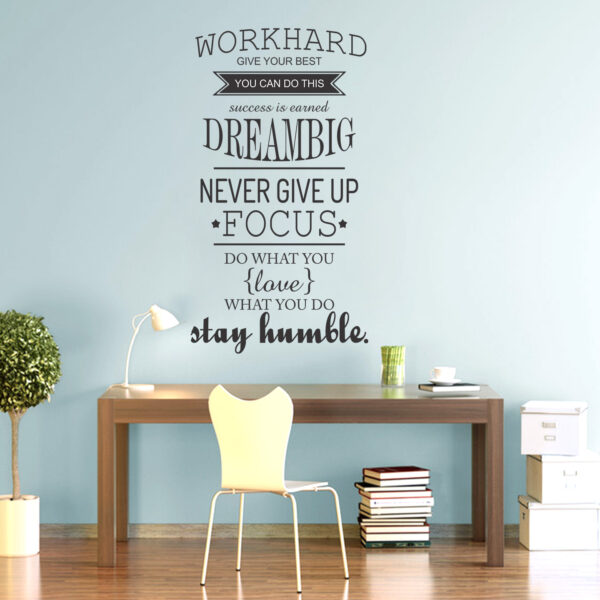 Work Hard Never Give up Inspirational Motivation Quotes Wall Sticker