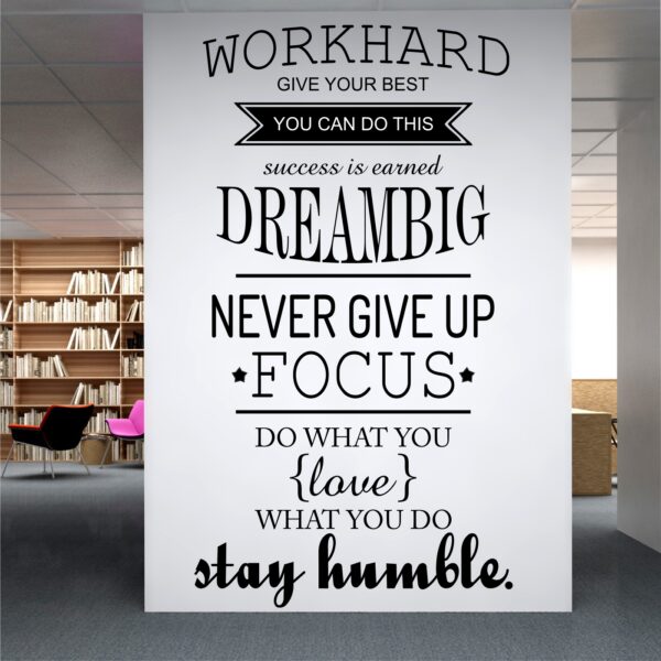 Work Hard Never Give up Inspirational Motivation Quotes Wall Sticker - Image 2