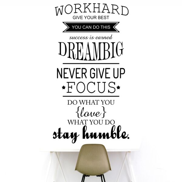 Work Hard Never Give up Inspirational Motivation Quotes Wall Sticker - Image 3