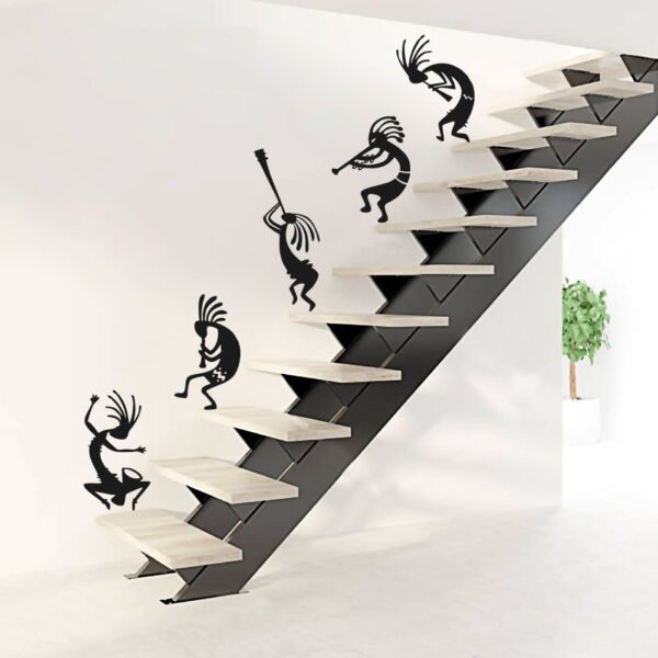 African Music Band - Doodle - Kokopelli Art - Set Of 5  Stair Wall Stickers