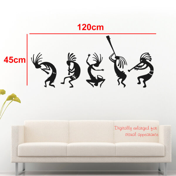 African Music Band - Doodle - Kokopelli Art - Set Of 5  Stair Wall Stickers