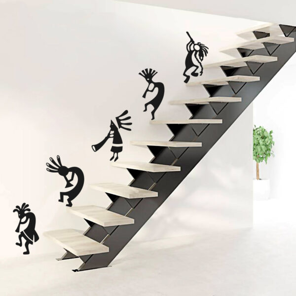 African Music Band - Doodle - Kokopelli Art - Set Of 5  Stair Wall Stickers