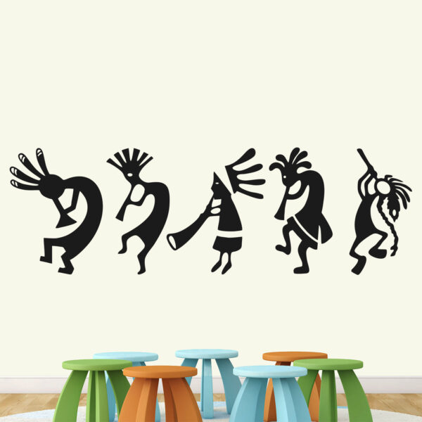 African Music Band - Doodle - Kokopelli Art - Set Of 5  Stair Wall Stickers