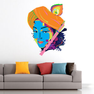 Lord Krishna - Playing Flute -  Modern Art - Creative - Wall Sticker