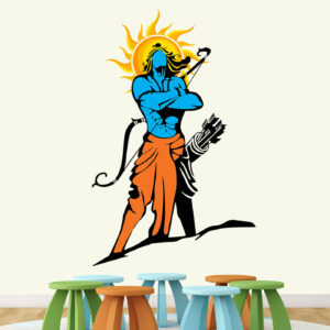 Lord Ram With Bow And Arrow - God - Hindu -Saffron - Wall Sticker