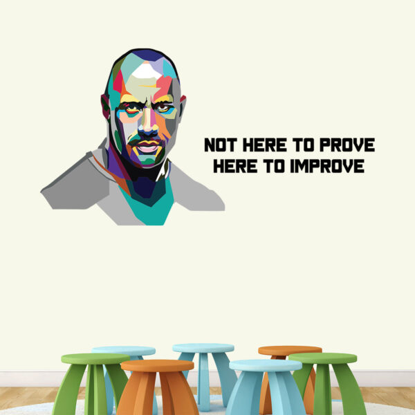 Dwayne Johnson -Hollywood - Movie - WWE - Rock - Motivational - Inspirational - Quotes - Warp Art - Creative - Colourful Wall Sticker - Image 2