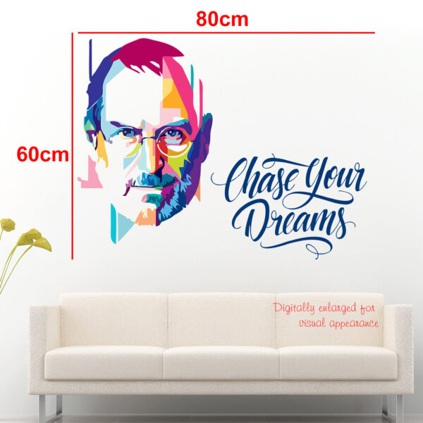 Steve Jobs - Chase Your Dreams - Office - Motivational - Inspirational - Quotes - Warp Art - Creative - Colourful Wall Sticker