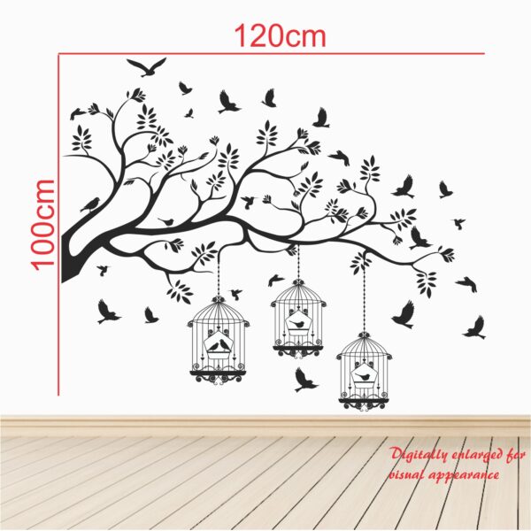 Nature Tree - Birds - Cage - Wall Sticker - Image 3