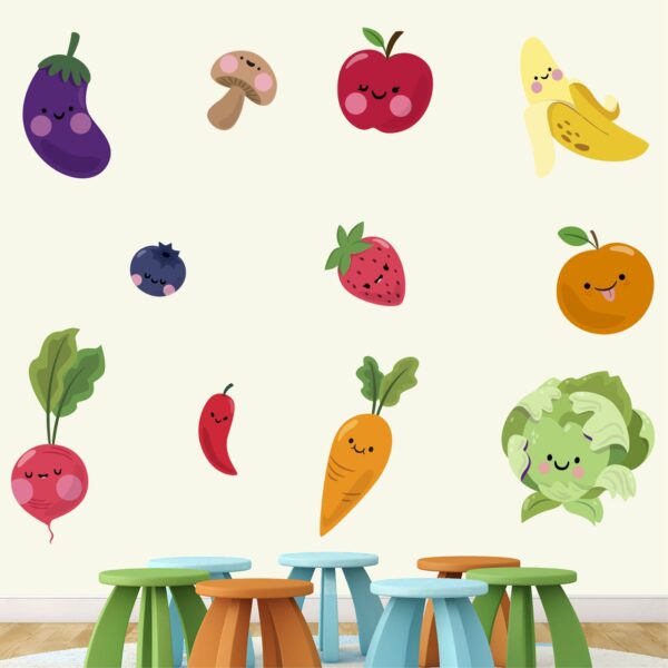 Colourful Vegetables - Baby - Kids - Learning Education  Nursery  Pre School Kinder Garden Wall Sticker