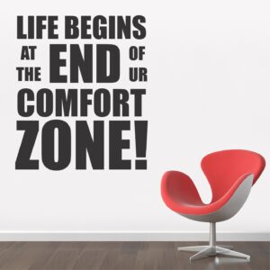 Life Begins End Of  Your Comfort Zone - Inspirational - Motivational - Quotes - Wall Sticker     ?