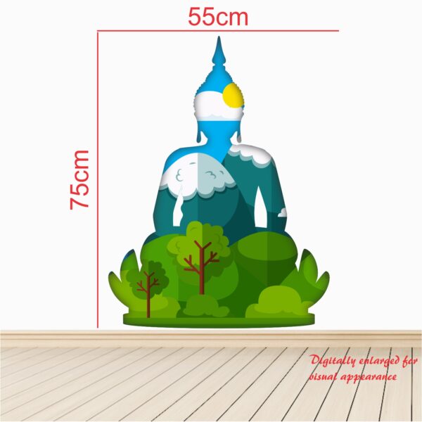 Lord Buddha - Nature - Tree - Mountain - Sky - Creative - Colorful - Wall Sticker - Image 3