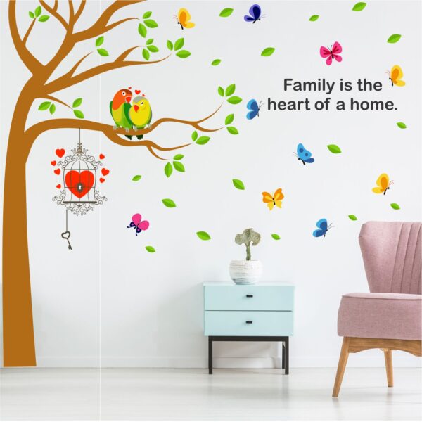 Beautiful Tree With Birds - Cage - Butterfly - Decorative - Creative - Colorful - Wall Sticker