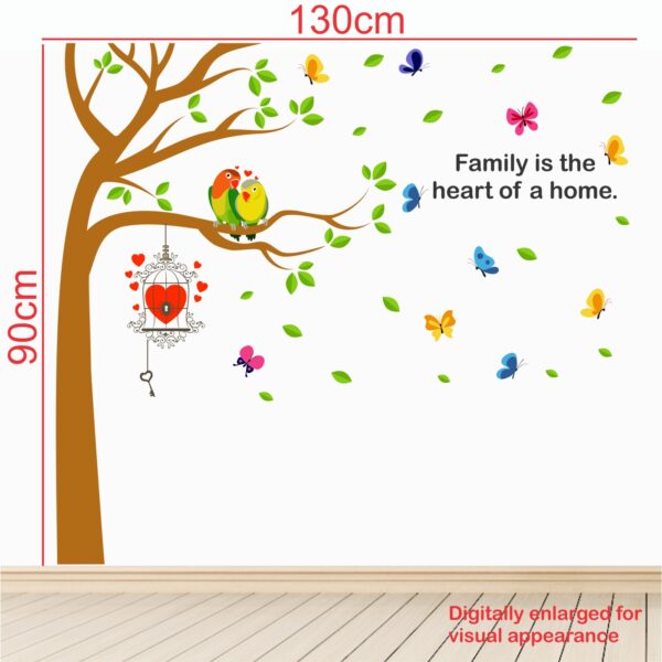 Beautiful Tree With Birds - Cage - Butterfly - Decorative - Creative - Colorful - Wall Sticker