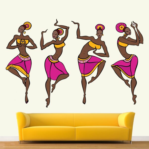 4 Dancing - Tribal African - Women - Decorative - Creative - Colorful - Wall Sticker