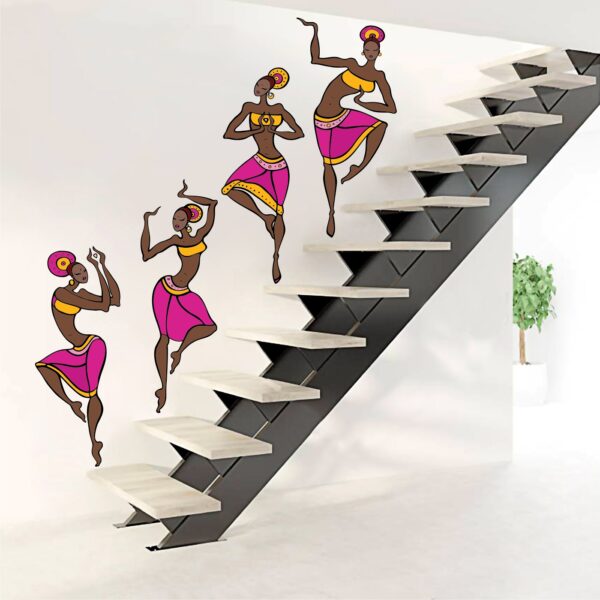 4 Dancing - Tribal African - Women - Decorative - Creative - Colorful - Wall Sticker