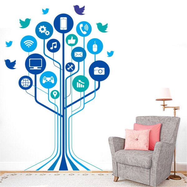 Technology - Tech  - Tree - Birds - Office - Inspirational - Motivational - Creative - Wall Sticker - Image 2