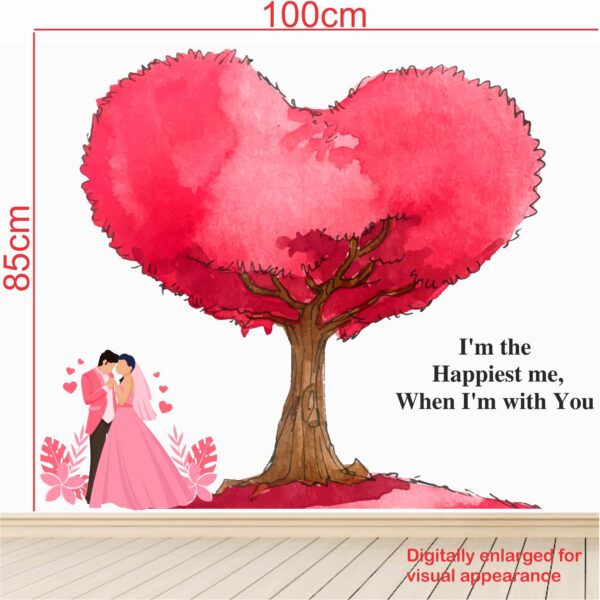 Love Couples With Quotes - Beautiful Pink Heart Tree - Decorative - Creative - Colorful - Wall Sticker - Image 3
