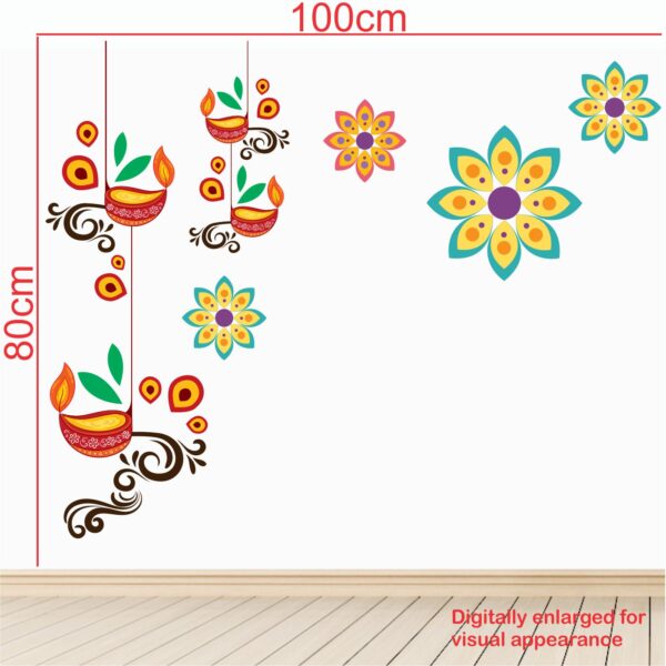 Traditional Indian Lights And Flowers - Decorative - Creative - Colorful - Wall Sticker