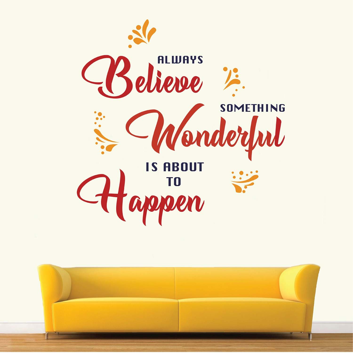 StickMe Something Wonderful Is About To Happen - Inspirational Motivational Quotes Wall Sticker|Premium Large - 110 cm X 110 cm