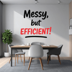 Messy But Efficient – Office – Work Desk Motivation Decor Wall Sticker