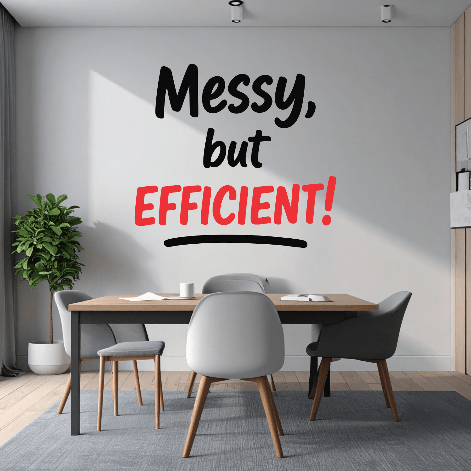 Messy But Efficient – Office – Work Desk Motivation Decor Wall Sticker