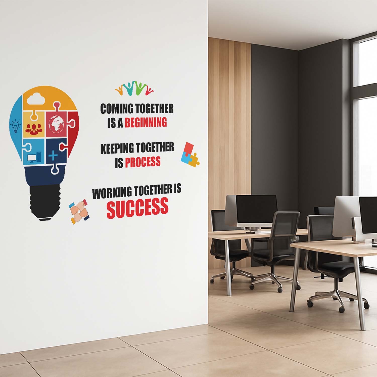 StickMe Working To Gather Is Success - Office Inspirational Motivational Quotes Wall Sticker|Premium Large - 130 cm X 85 cm - Image 2
