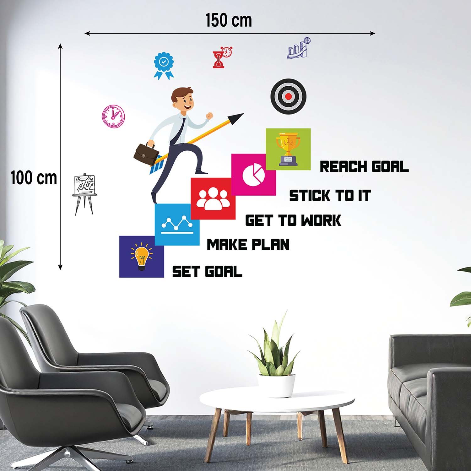 StickMe Career Growth Plan Reach Goal - Office Inspirational Motivation Wall Sticker |Premium Large - 150 cm X 100 cm - Image 2
