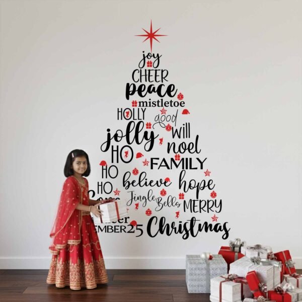 StickMe Christmas ? X?mas Joy ? Cheer ? Love ? Peace ? Believe ? Family ? Word Cloud Wall Decor Sticker Decal|Premium Extra Large - 210 cm X 150 cm