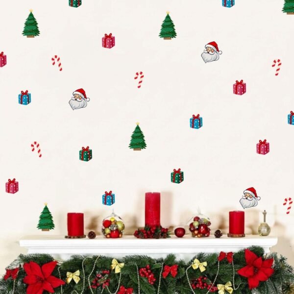 StickMe Christmas Trees, Santa, Gifts Pattern Wall Sticker Home Decor Decals | Minimal Festive D?cor|Premium Large - SET OF 63