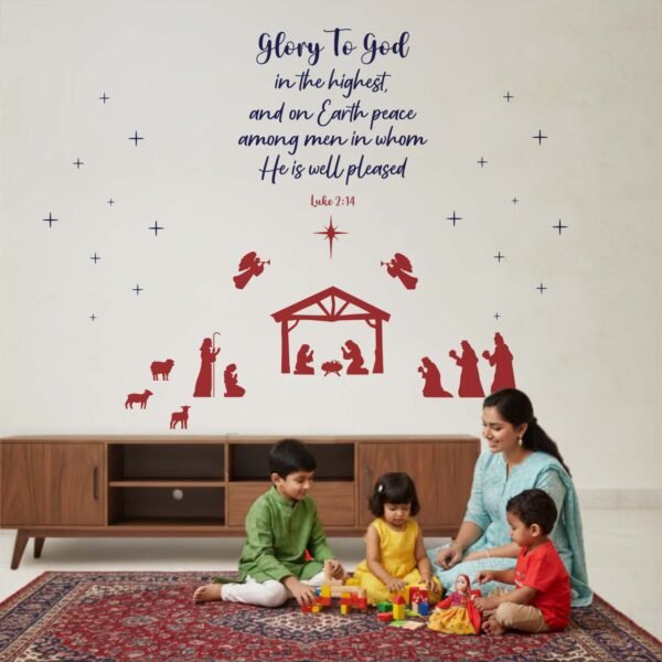 StickMe Glory to God ? Christmas ? X?mas Wall Decor Sticker for Home and Office Decals|Premium Large - 160 cm X 150 cm