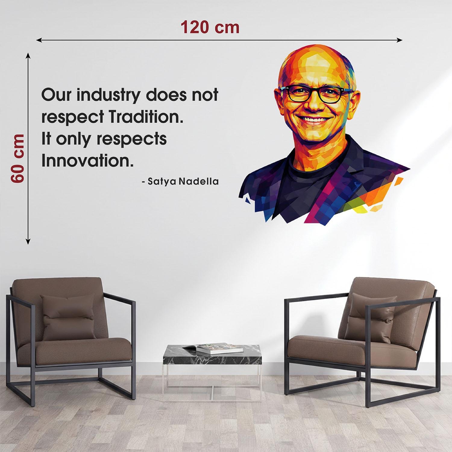 Satya Nadella inspirational quote wall sticker with colorful portrait motivational office wall decal