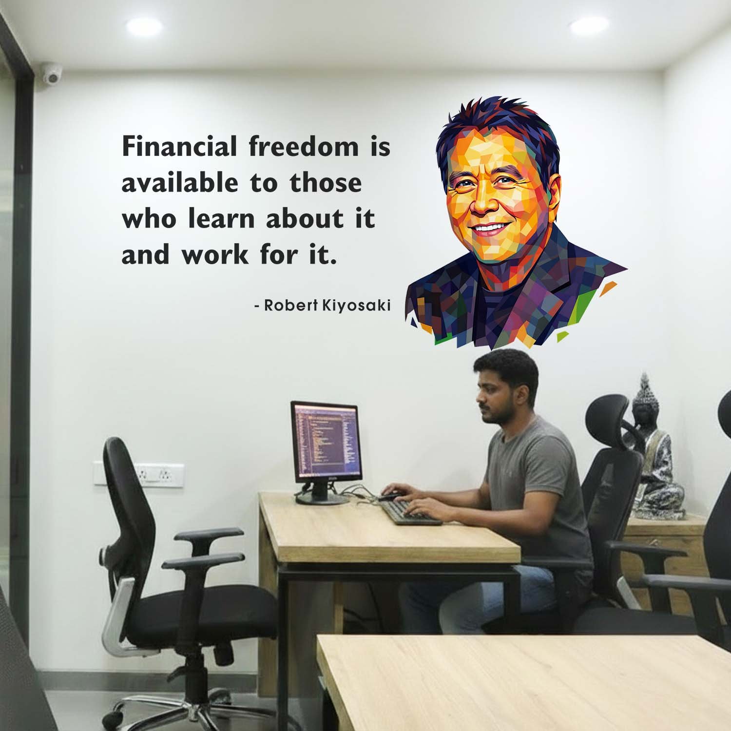 Robert Kiyosaki Financial Freedom Motivational Office Entrepreneur Inspiration Wall Sticker - Image 3