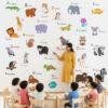 Kids alphabet animal wall sticker colorful ABC learning wall decor with animals for nursery bedroom playroom