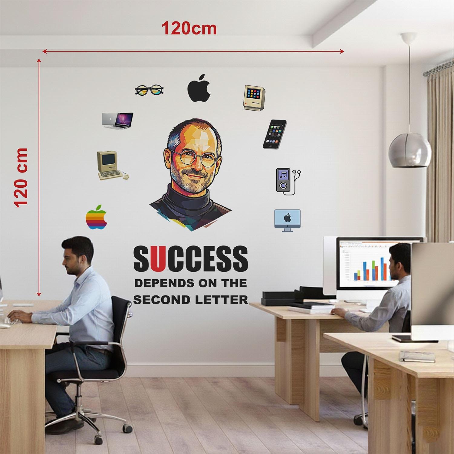 motivational success quote wall sticker with Steve Jobs design for office workspace home decor