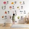 Kids learning Hindi alphabet wall sticker with colorful Varnamala letters and illustrations applied on nursery room wall