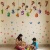 Colorful numbers 1 to 10 wall stickers with kids characters, educational counting wall decor for toddlers and preschool kids room