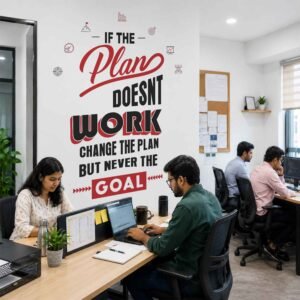 Motivational office wall sticker with “If the Plan Doesn’t Work, Change the Plan, But Never the Goal” quote
