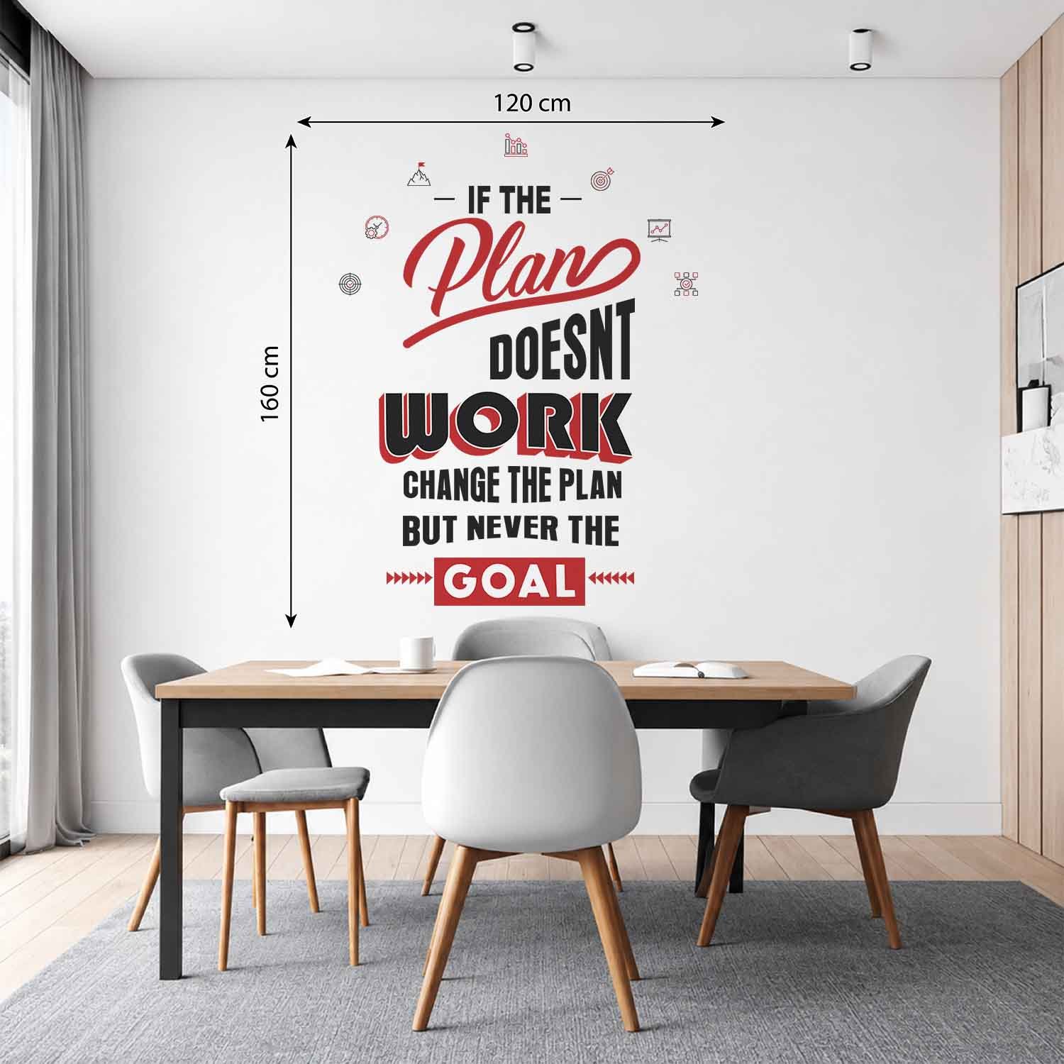 Motivational office wall sticker with βIf the Plan Doesnβt Work, Change the Plan, But Never the Goalβ quote