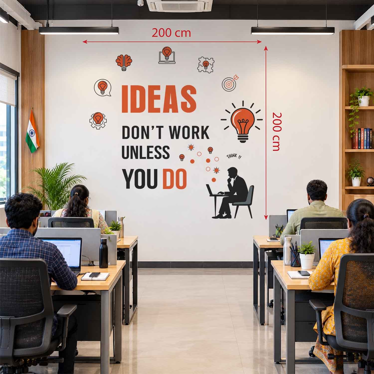 Ideas Don’t Work Unless You Do Motivational Office Wall Sticker
