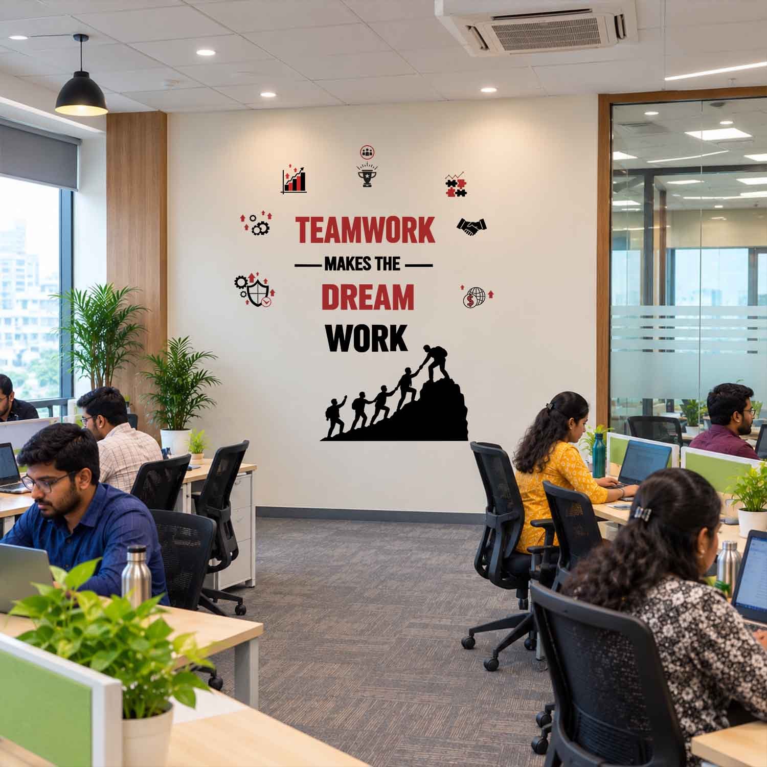 Teamwork Makes the Dream Work motivational office wall sticker