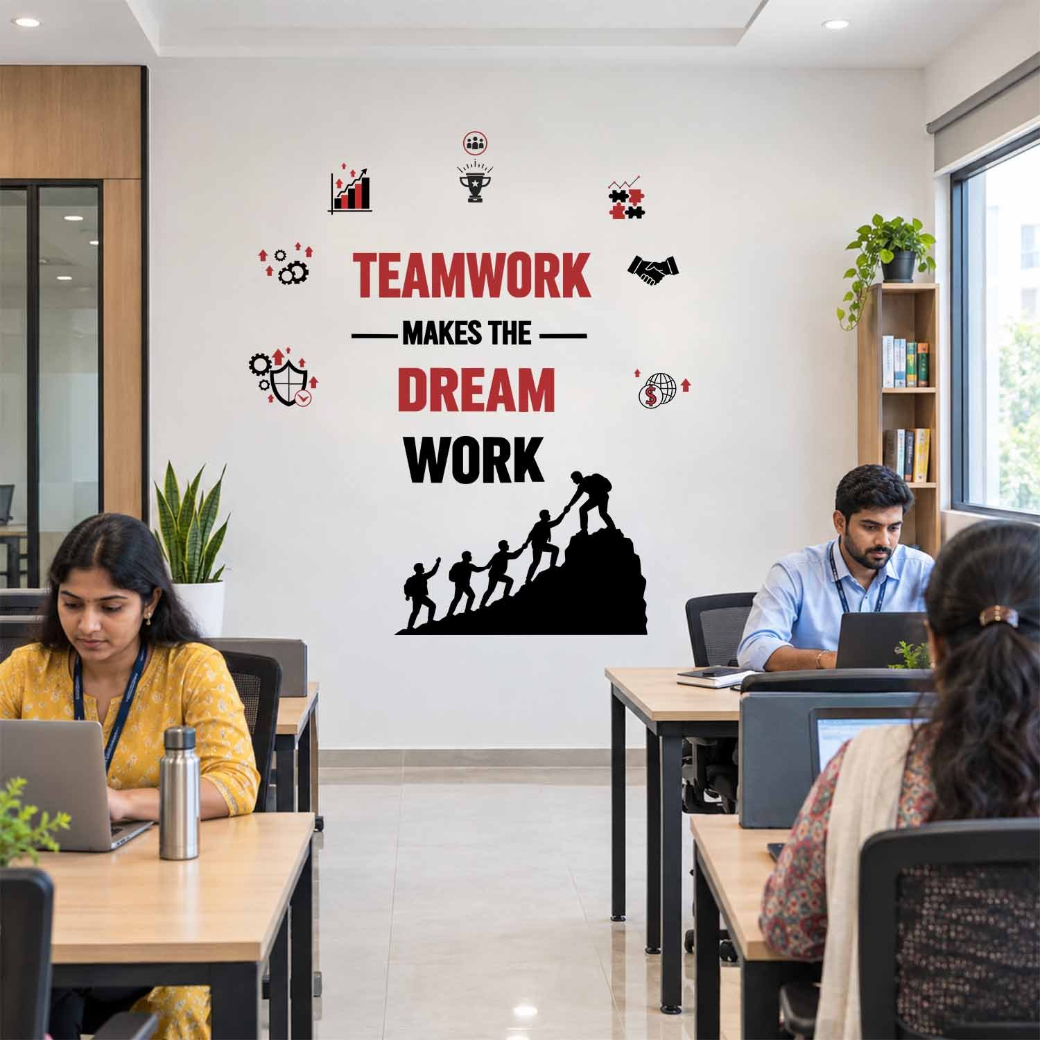 Teamwork Makes the Dream Work motivational office wall sticker