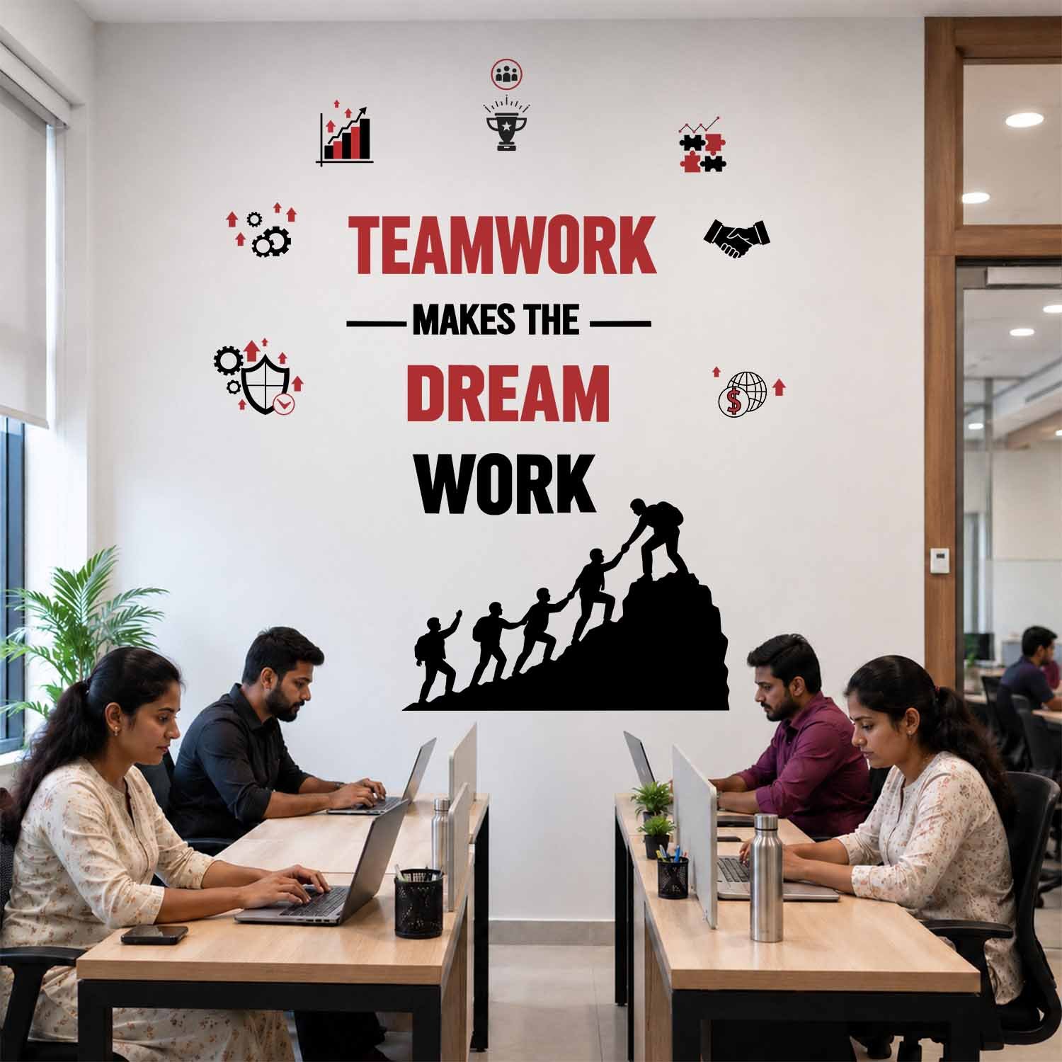 Teamwork Makes the Dream Work motivational office wall sticker